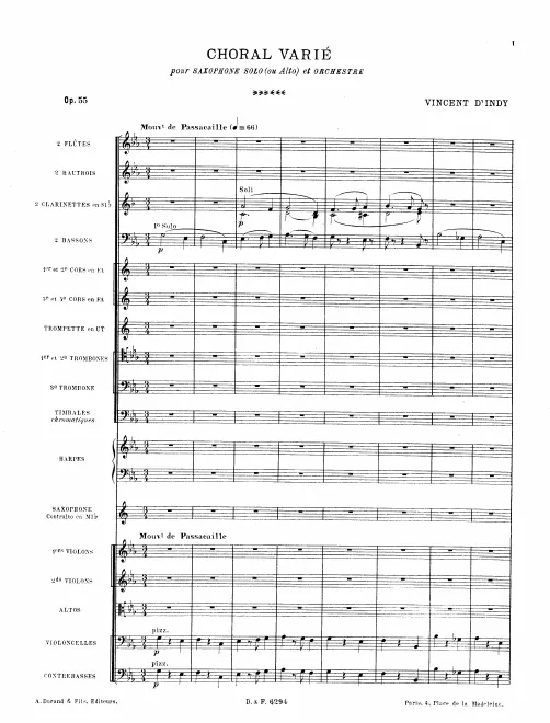 First page of Choral varié