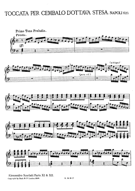 First page of Toccata Per Cembalo D'Ottava Stesa