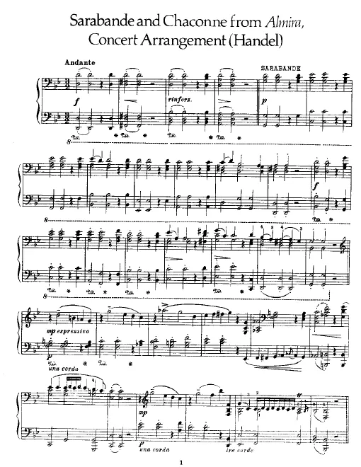 First page of Sarabande und Chaconne aus dem Singspiel Almira von Händel
