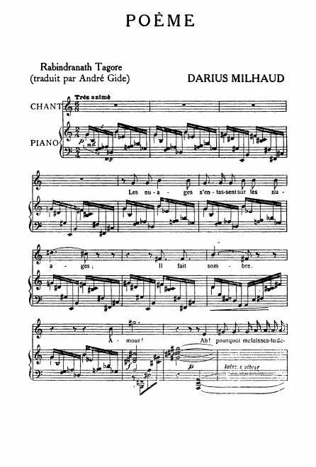 First page of Poème du Gitanjali, Op.22