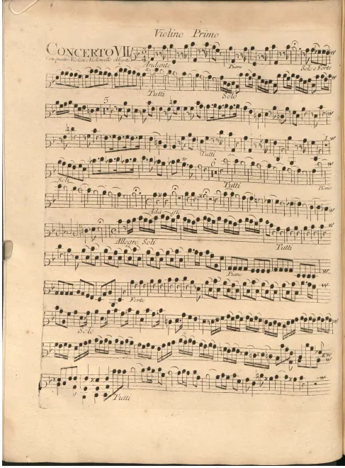 First page of Concerto for 4 Violins and Cello in F major