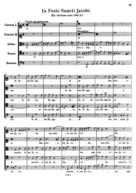 First page of O lux, et decus Hispaniae