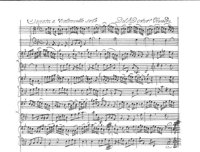 First page of VI Sonatas Violoncello Solo col Basso