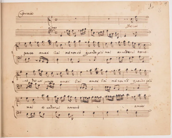 First page of Da voi parto amati rai