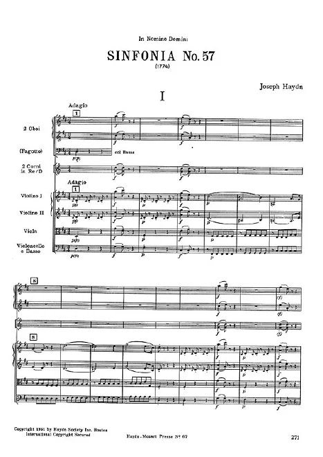 First page of Symphony No.57 in D major