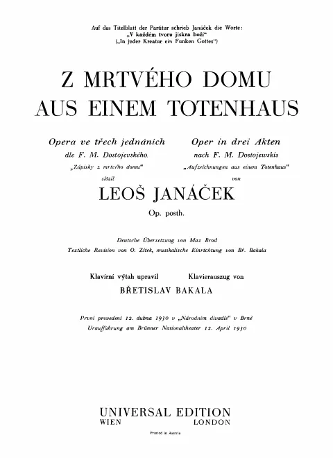First page of From the House of the Dead