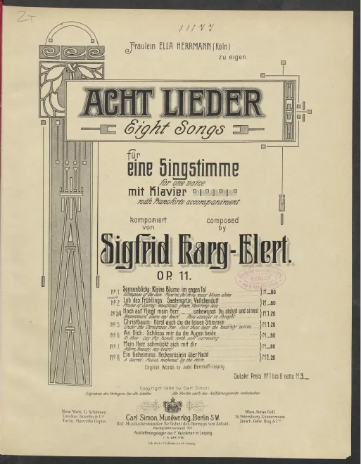 First page of 8 Lieder