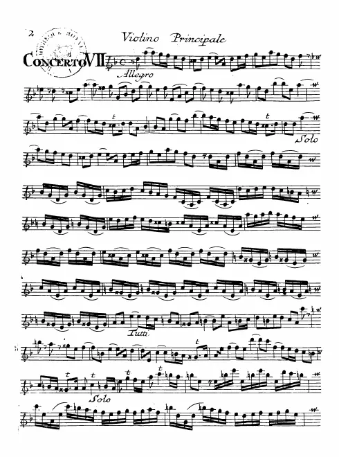 First page of Violin Concerto in D minor
