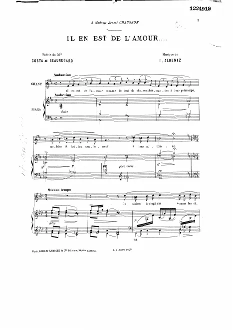 First page of Il en est de l'amour