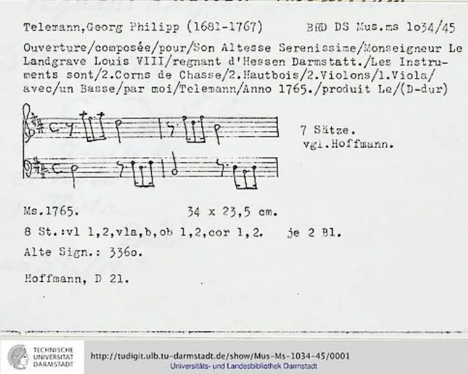 First page of Ouverture-Suite in D major 'La Bouffonne'