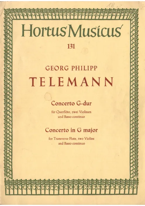First page of Concerto for Flute and 2 Violins in G major