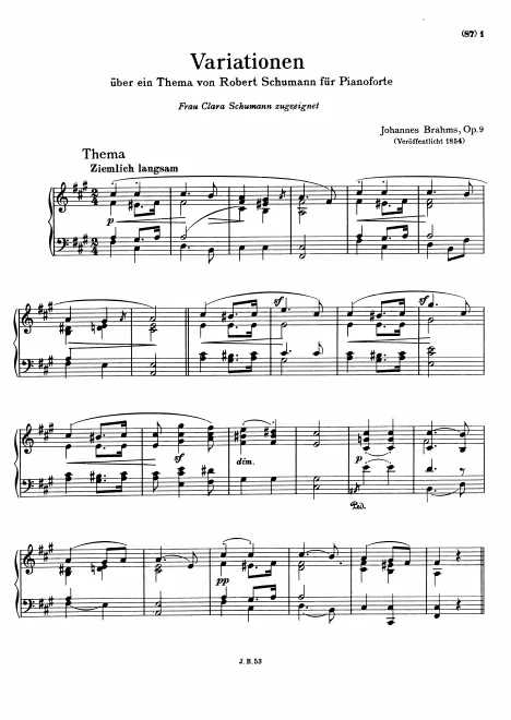 First page of Variations on a Theme by Robert Schumann