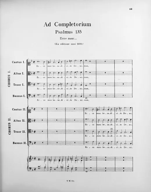 First page of Ecce nunc benedicite Dominum