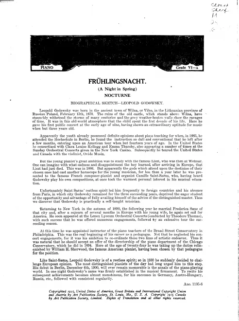 First page of Frühlingsnacht