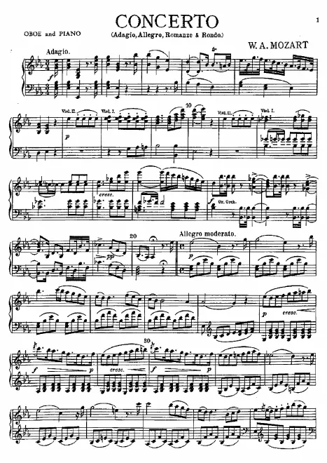 First page of Oboe Concerto in E-flat major