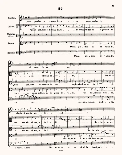 First page of Quam pulchra es et quam decora