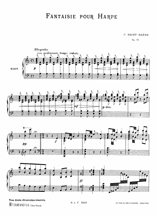 First page of Fantaisie for Harp