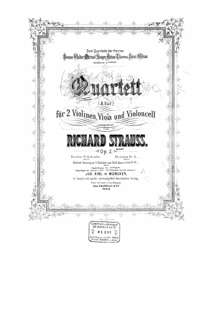 First page of String Quartet in A major