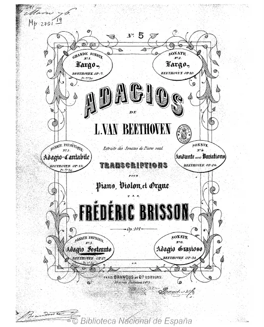 First page of Adagios de L. van Beethoven