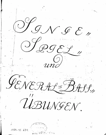 First page of Singe-, Spiel- und Generalbassübung
