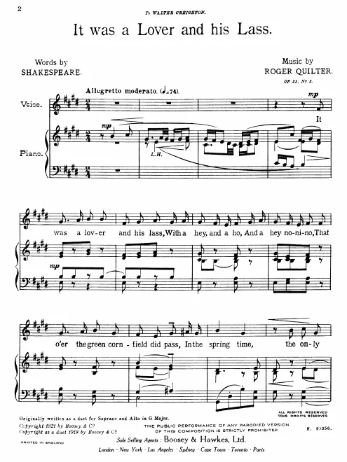 First page of 5 Shakespeare Songs