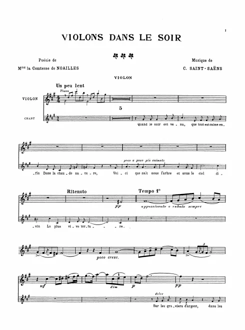First page of Violons dans le soir
