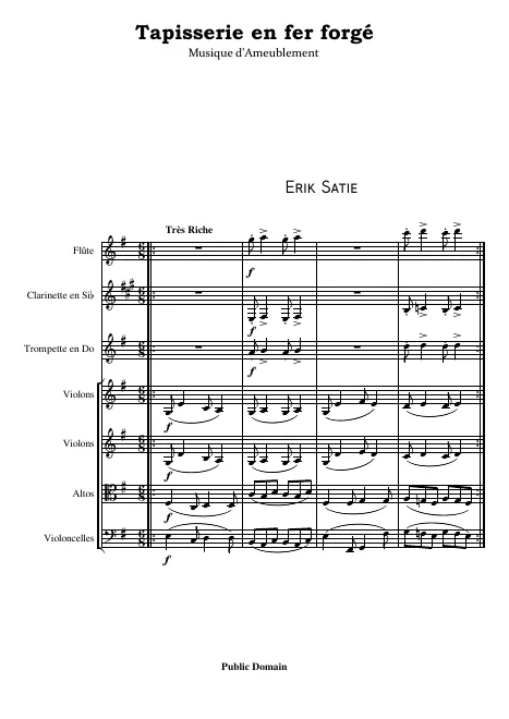 First page of Musique d'Ameublement