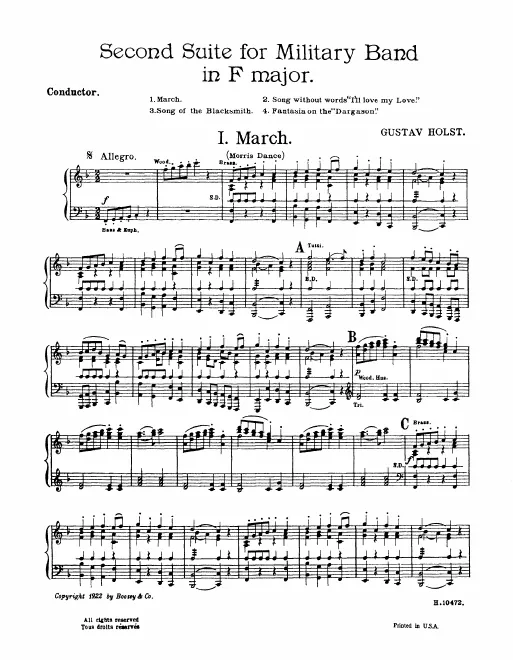 First page of Second Suite for Military Band