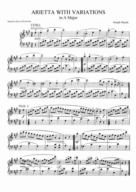 First page of Variations in A major