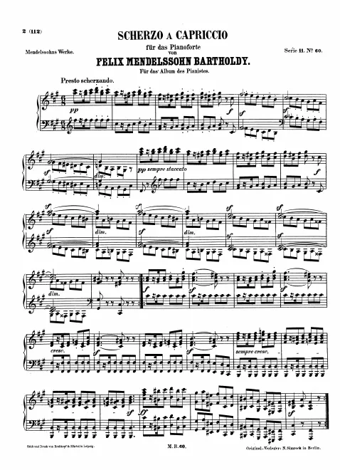 First page of Scherzo a Capriccio, composé pour L’Album des Pianistes.