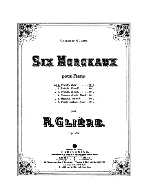 First page of 6 Morceaux pour Piano