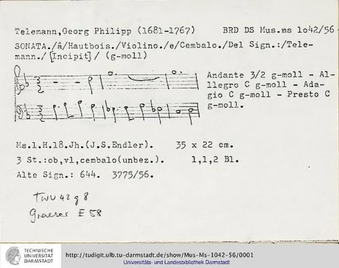 First page of Trio Sonata in G minor