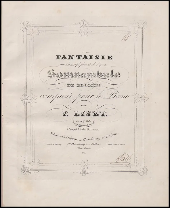 First page of Fantaisie sur des motifs favoris de l'opéra 'La sonnambula'