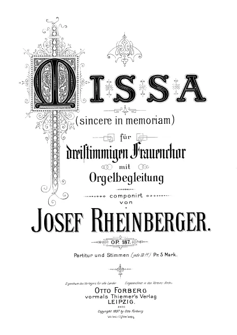 First page of Missa Sincere in Memoriam
