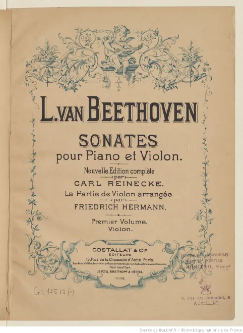 First page of Sonaten für Pianoforte und Violine ; Sonates pour piano et violon