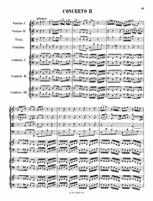 First page of Concerto for 3 Harpsichords