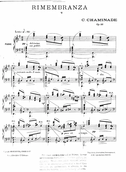 First page of Rimembranza, Op.88
