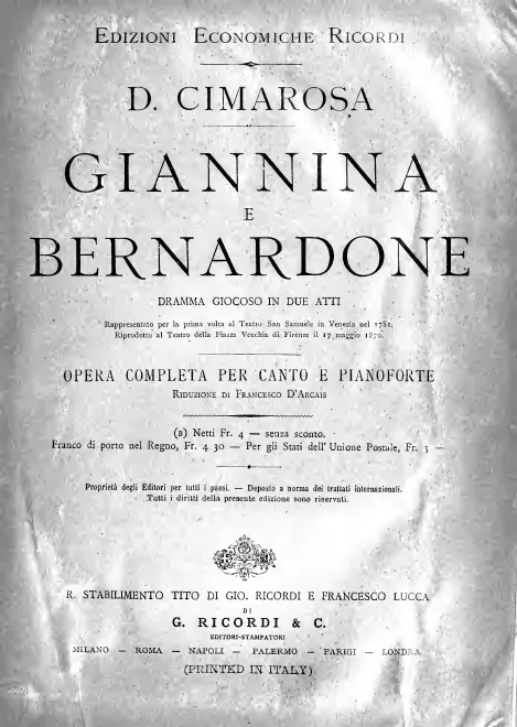 First page of Giannina e Bernardone