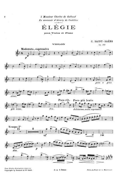 First page of Élégie