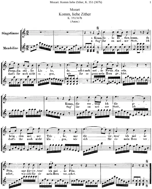 First page of Komm, liebe Zither, komm
