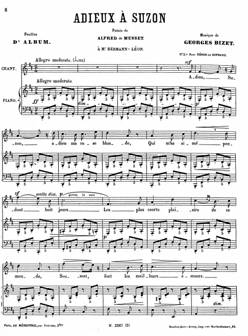 First page of Adieux à Suzon
