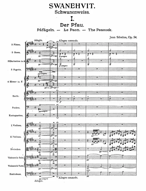 First page of Swanwhite (suite), Op.54