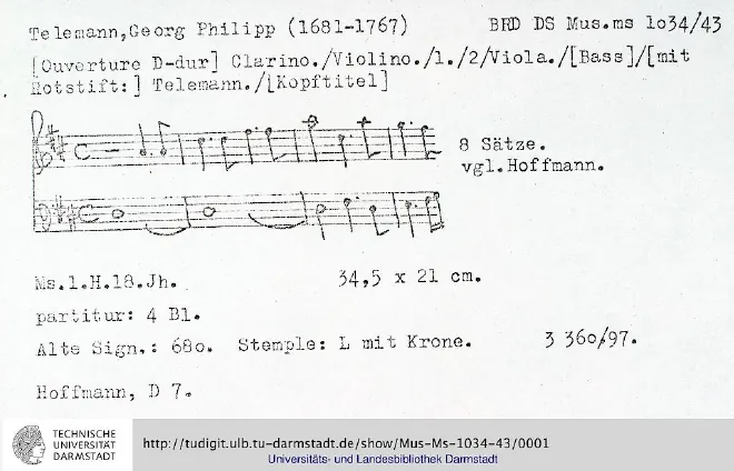 First page of Ouverture-Suite in D major