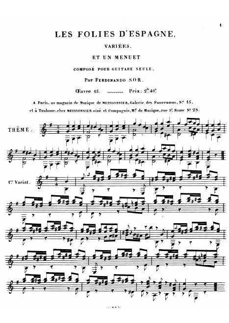 First page of Les Folies d'Espagne