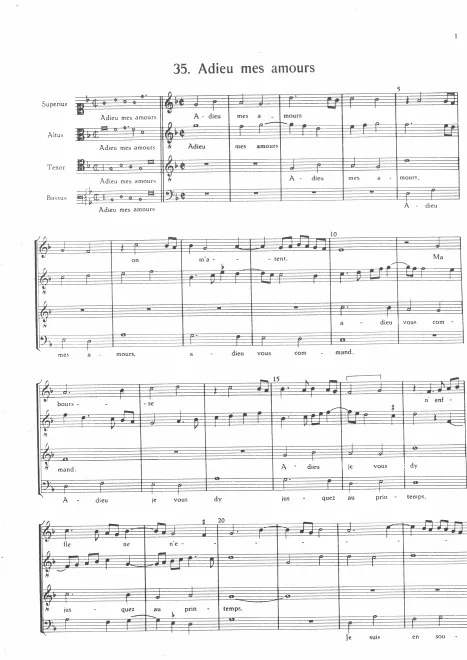 First page of Adieu mes amours