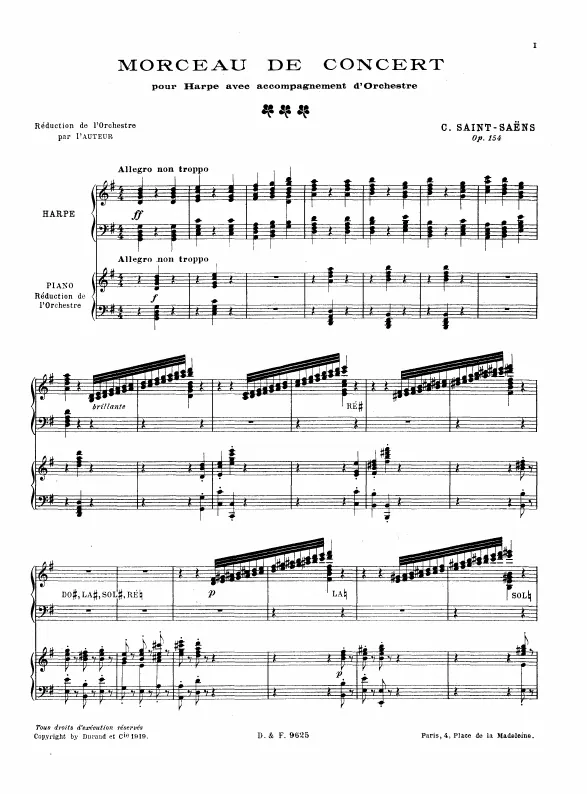 First page of Morceau de concert
