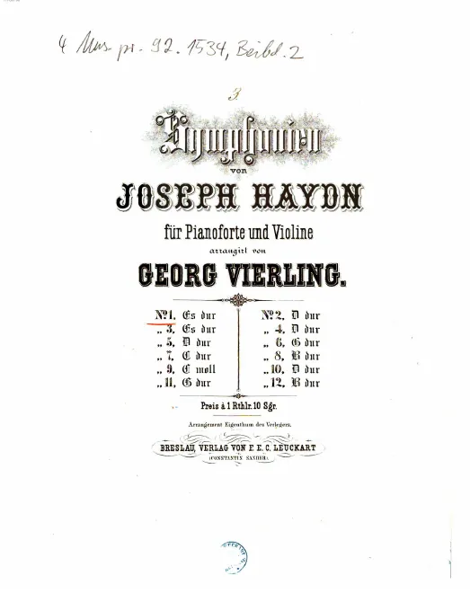 First page of Symphonien für Pianoforte und Violine