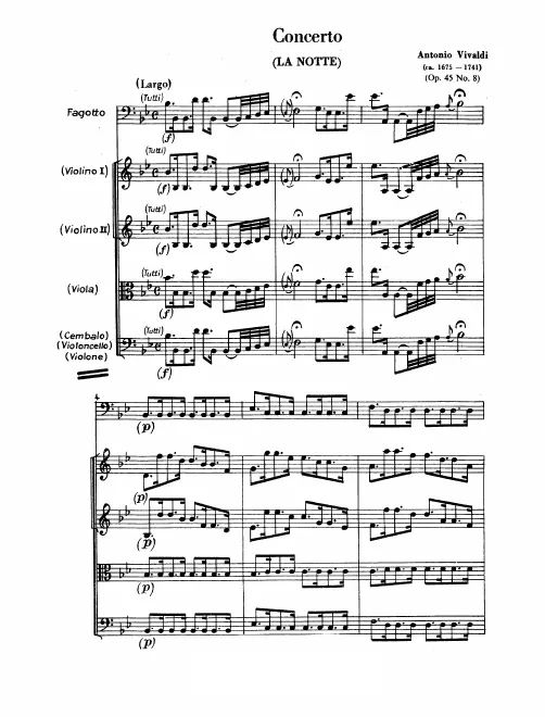 First page of Bassoon Concerto in B-flat major