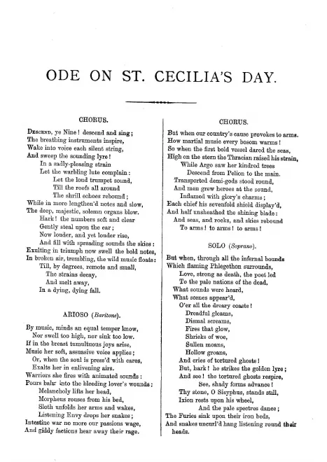 First page of Ode on St. Cecilia's Day