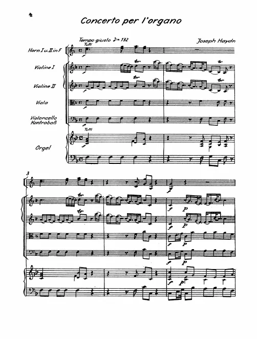 First page of Organ Concerto in F major, Hob.XVIII:F4